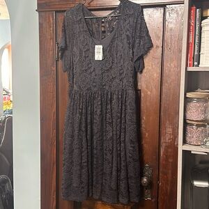 Torrid Gray Lace V-neck Skater Dress